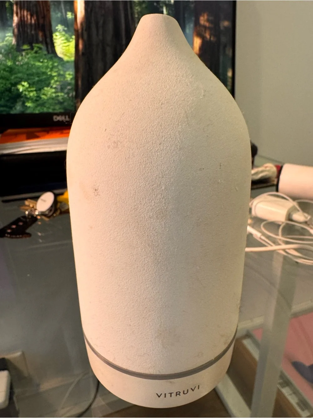Vitruvi stone diffuser in white gently used - small marks pictured